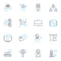 Customer servicing linear icons set. Communication, Satisfaction, Experience, Responsiveness, Attentiveness, Empathy