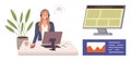Customer Support Agent Assisting Clients Online with Analytics Dashboard and Desktop Setup Royalty Free Stock Photo