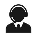 Customer support agent icon with headset and tie Royalty Free Stock Photo