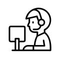 Customer support agent working at computer with headset Royalty Free Stock Photo