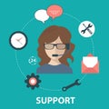 Customer support assistance. Flat vector illustration Royalty Free Stock Photo