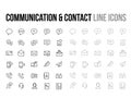 Customer support, contact, messaging, communication vector thin line icon