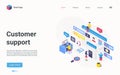 Customer support hotline center concept isometric landing page, online helpdesk service Royalty Free Stock Photo