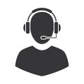 Customer support icon with headset and microphone Royalty Free Stock Photo