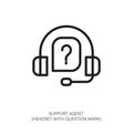 Customer Support Icon: Headset with Question Mark Royalty Free Stock Photo