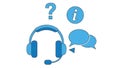 Customer Support Icons: Headphones, Question Mark, Information, Chat Bubbles Royalty Free Stock Photo