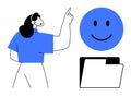 Customer Support Concept with Smiling Icon and Folder Depiction in Minimalist Design Royalty Free Stock Photo