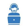 Customer, support, network icon. Blue vector sketch Royalty Free Stock Photo