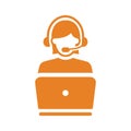 Customer, support, network icon. Orange vector sketch Royalty Free Stock Photo