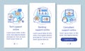 Customer support online onboarding mobile app page screen with linear concepts