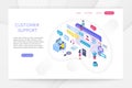 Customer support, online technical consumer assistance, technical service concept 3d isometric infographics vector