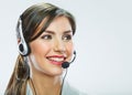 Customer support operator close up portrait. call center smili