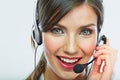 Customer support operator close up portrait. call center smili