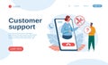 Customer support operator helping client with technical issue using smartphone application, providing online assistance
