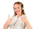 Customer support operator woman smiling Royalty Free Stock Photo