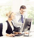 Customer support operators in formalwear working in call center Royalty Free Stock Photo