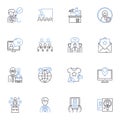 Customer support line icons collection. Resolution, Empathy, Satisfaction, Communication, Feedback, Rapport, Response