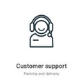 Customer support outline vector icon. Thin line black customer support icon, flat vector simple element illustration from editable Royalty Free Stock Photo