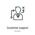 Customer support outline vector icon. Thin line black customer support icon, flat vector simple element illustration from editable Royalty Free Stock Photo