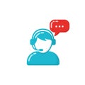 Customer support or customer service agent with headset flat vector icon design Royalty Free Stock Photo