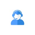 Customer support or customer service agent with headset flat vector icon design Royalty Free Stock Photo