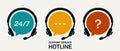 Customer Support Service. Chat vector icons. Call center symbols. Headset symbols. Hotline concept. Vector illustration.