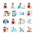 Customer Support Service Flat Icons Set