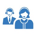Customer, support, service icon. Blue vector design. Royalty Free Stock Photo