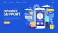 Customer support service at phone, business call vector illustration. Web call and chat, internet help assistant Royalty Free Stock Photo