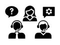 Customer Support Team Icon Set for Assistance and Solutions Royalty Free Stock Photo