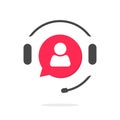 Customer support vecot icon, phone assistant logo Royalty Free Stock Photo