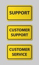 Customer support yellow signs
