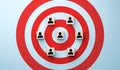 Customer target audience. Red dartboard with human icon for customer focus target group and customer relation management concept Royalty Free Stock Photo