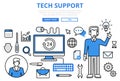 Customer technical support concept flat line art vector icons Royalty Free Stock Photo