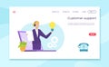 Customer technical support web application website banner, template landing webpage mobile app flat vector illustration