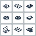 Customer Testimonials, Feedback and User Experience Icons in Isometric Style