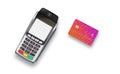 Customer using credit card for payment, cashless technology and credit card payment concept. Payment machine.