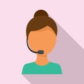 Customer woman support icon, flat style