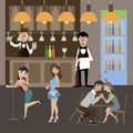 Customers at the bar illustration Royalty Free Stock Photo