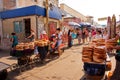 Customers of Central Asian market buy traditional