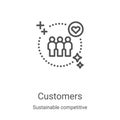 customers icon vector from sustainable competitive advantage collection. Thin line customers outline icon vector illustration.