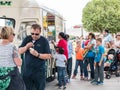 Customers line up for ice cream at food truck, London Royalty Free Stock Photo