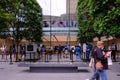 Customers queue outside Apple store in Orchard Road, waiting for their turn to go in; safe entry, social distancing measures