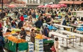 Customers and sellers at Dolac market in Zagreb, Croatia