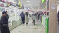 Customers walking inside ZUM Aichurok mall in Bishkek