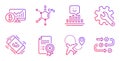 Customisation, Smile and Chemical formula icons set. Airplane, Call center and Reject certificate signs. Vector