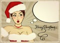 Customizable beautiful retro Christmas card with pin up San