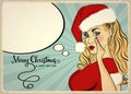 Customizable beautiful retro Christmas card with pin up San Royalty Free Stock Photo