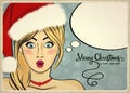 Customizable beautiful retro Christmas card with pin up San Royalty Free Stock Photo