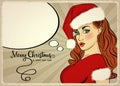 Customizable beautiful retro Christmas card with pin up San Royalty Free Stock Photo